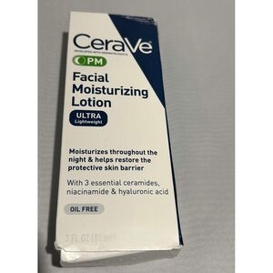 CeraVe PM Facial Moisturizing Lotion Ultra Lightweight Oil-Free Night Cream 3 OZ